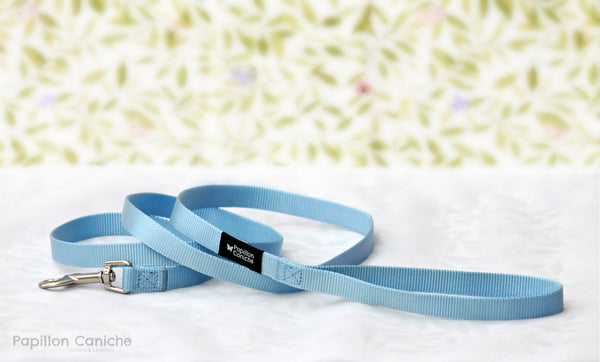 Skye Blue Nylon Dog Leash by Papillon Caniche