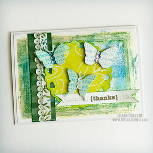 OOAK Butterfly Trio Mixed Media Card | The Leaf Studio