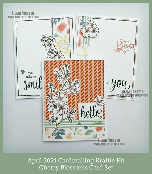 April 2021 Kraftie Kit - Cherry Blossoms Card Set - Local Pick-Up or Shipped