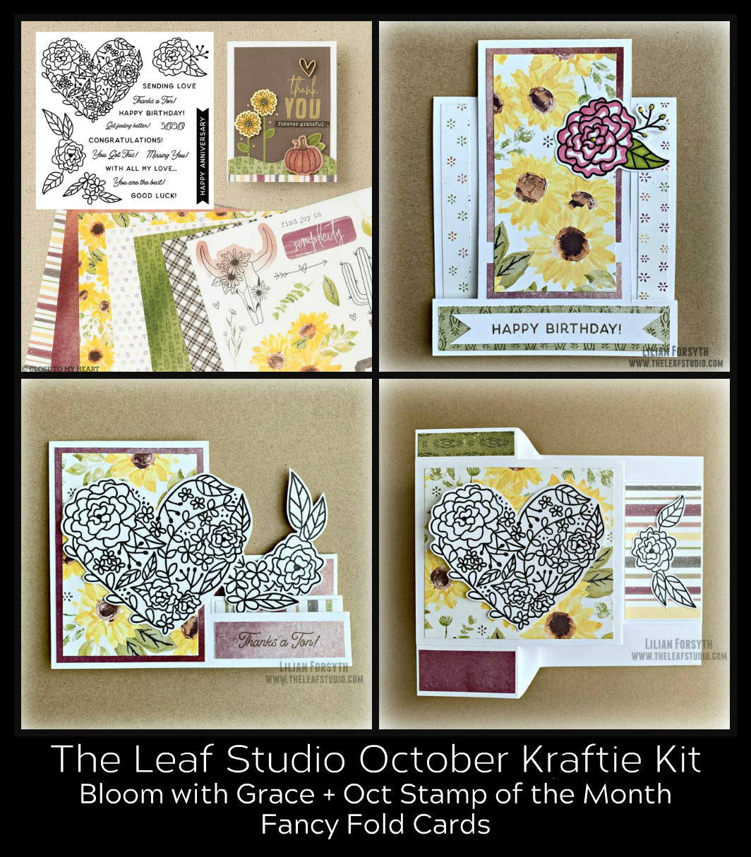 October 2020 Kraftie Kit - Bloom With Grace Fancy Fold Cards (with/without With All My Love SOTM) - Shipped
