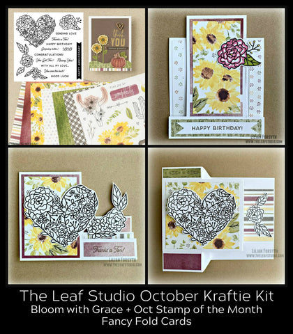 October 2020 Kraftie Kit - Bloom With Grace Fancy Fold Cards (with/without With All My Love SOTM) - Local Pick-Up