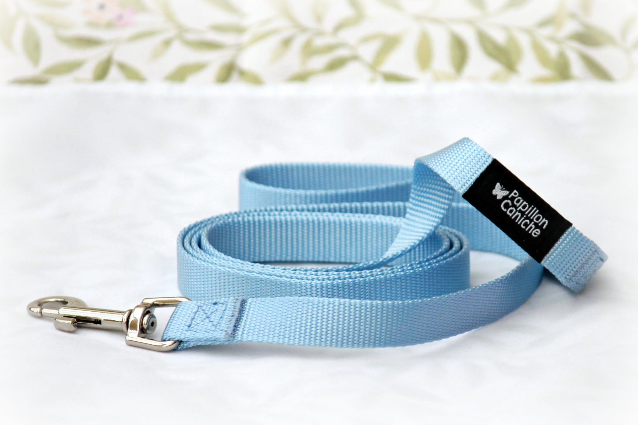 Skye Blue Nylon Dog Leash by Papillon Caniche