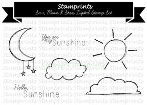 Digital Stamp Set - Sun, Moon & Stars MFS-171 (by Stamprints).Printable