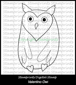 Valentino Owl (TLS-1718) Digital Stamp. Cardmaking.Scrapbooking.