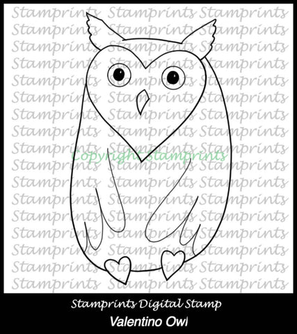 Valentino Owl (TLS-1718) Digital Stamp. Cardmaking.Scrapbooking.