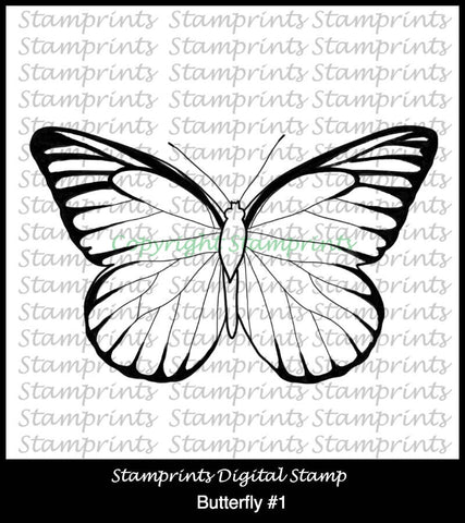 Butterfly #1 (TLS-1807) Digital Stamp. Cardmaking.Scrapbooking.