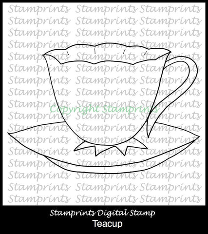 Teacup TLS-1827 (Digital Stamp by Stamprints) Printable.Coloring Art.