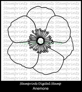 Anemone Flower Digital Stamp by Stamprints (TLS-1955) Cardmaking.MixedMedia.