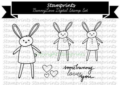 Digital Stamp Set - Bunny Love (5) | Stamprints Digis | Card.Scrapbook.Mixed Media