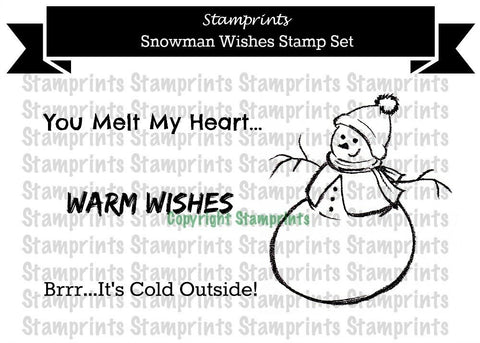 Digital Stamp Set - Snowman Wishes (by Stamprints). Printable Illustration.