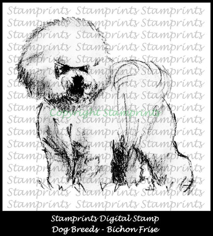 Digital Stamp: Dog Breeds - Bichon Frise (by Stamprints)