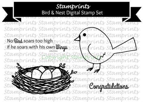 Digital Stamp Set - Bird & Nest MFS-168 (by Stamprints)