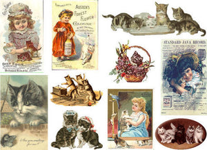 Collage Sheet Victorian Cats